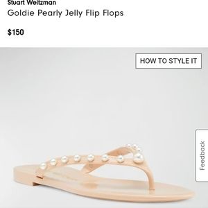 Stuart Weitzman Goldie Pearly Jelly Flip Flops Size 7